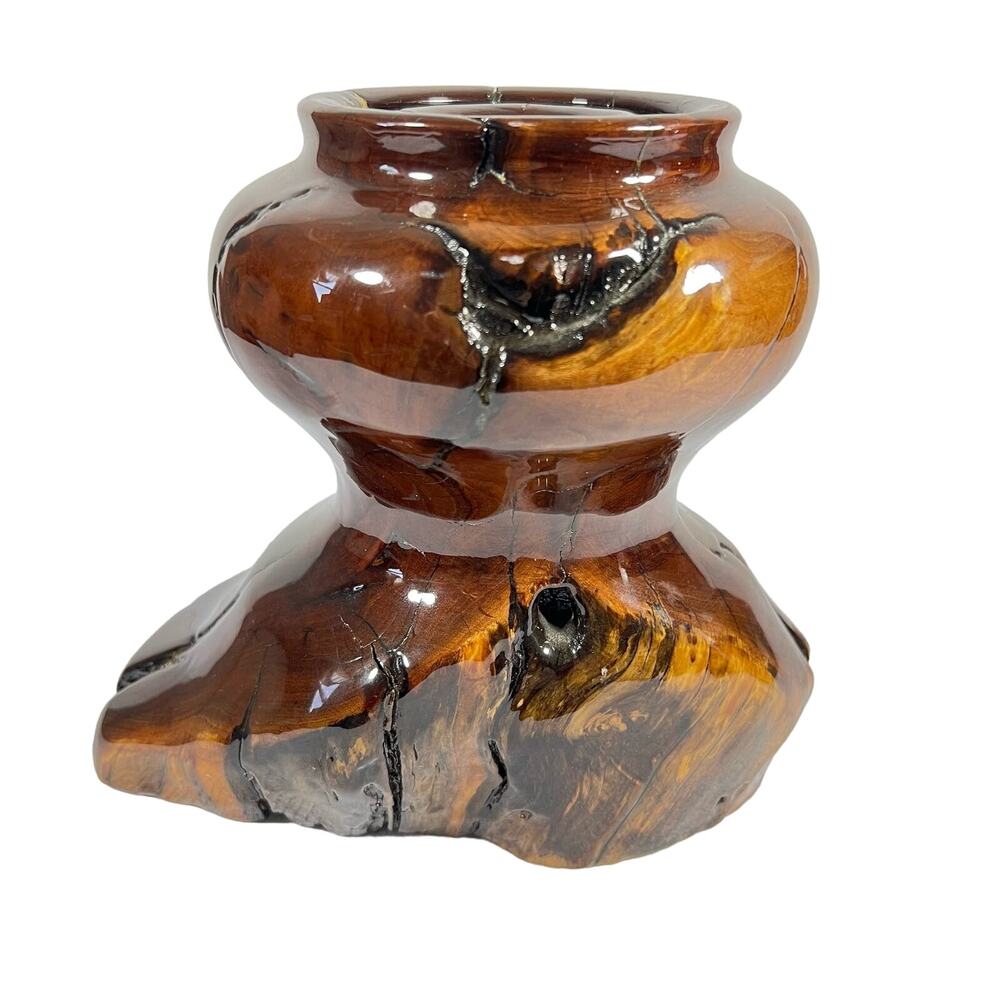 Serenity Woods Manzanita￼ Burlwood candleholder large signed glazed